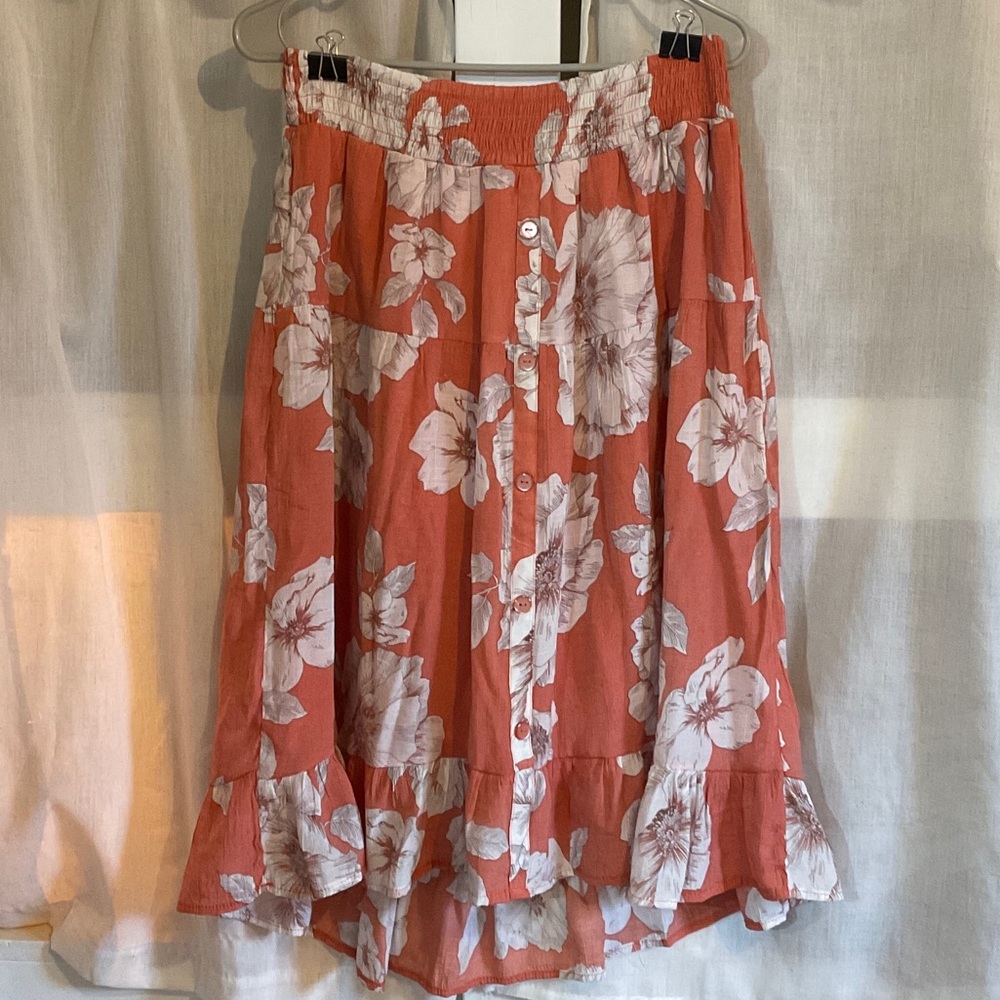 Floral Button-Down Skirt
